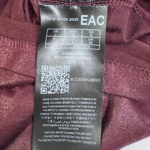Men's Burgundy V-Neck Guess T-Shirt Large - Picture 6 of 8